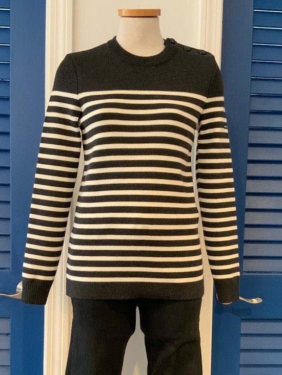 Saint James Rochefort Stripe Sweater 10, merino, classic, nautical, grey, - Picture 3 of 7